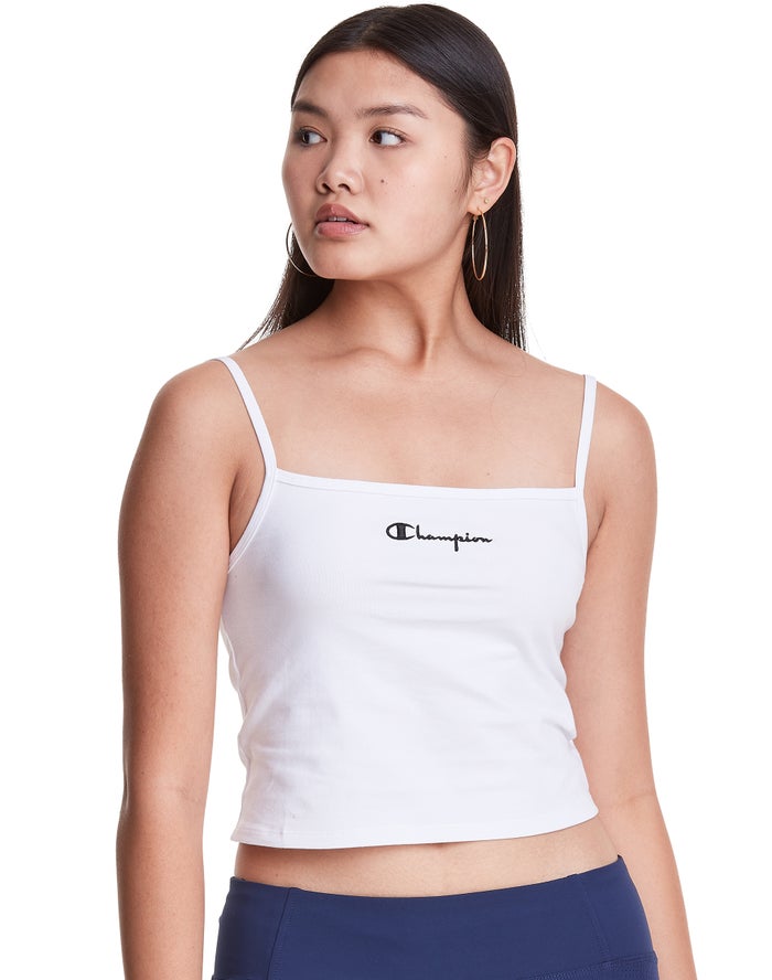 Champion Womens T-Shirt NZ - Cropped Cami White ( 1590-PFYSE )